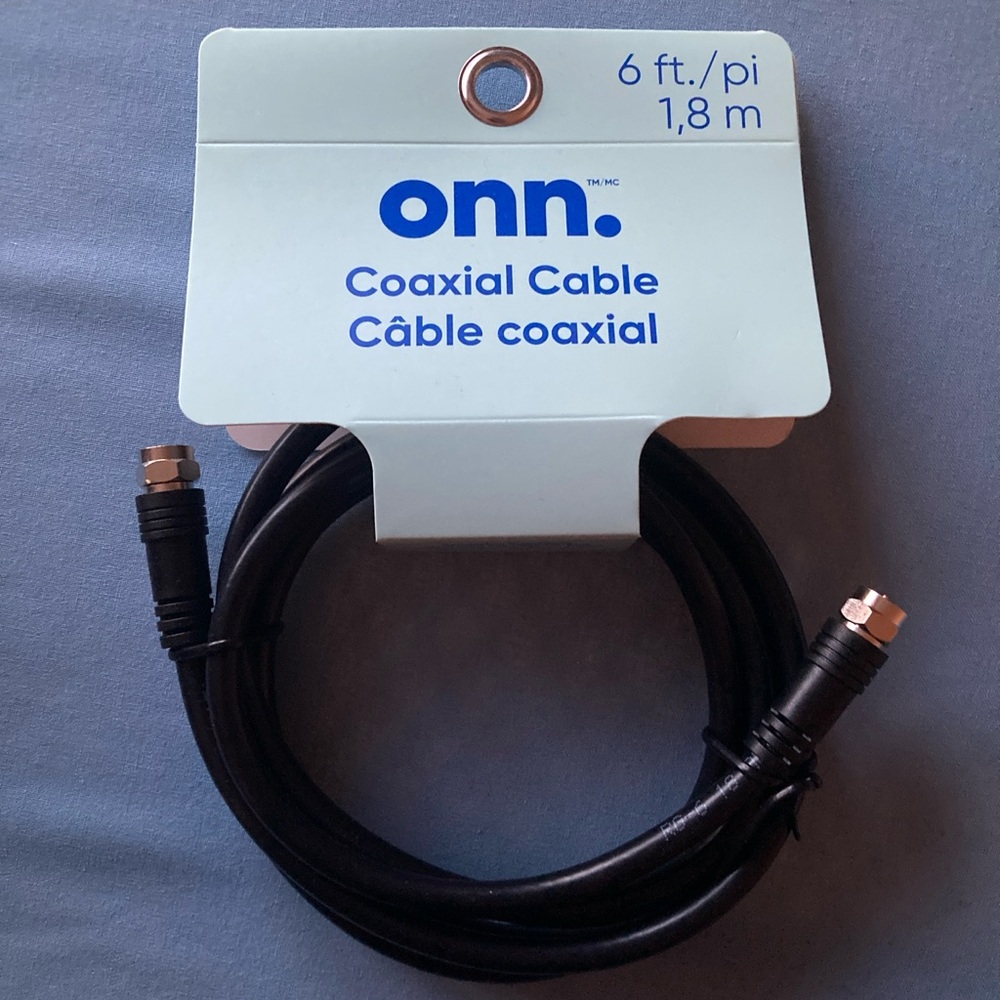 NEW onn. Coaxial Cable 6 ft Black